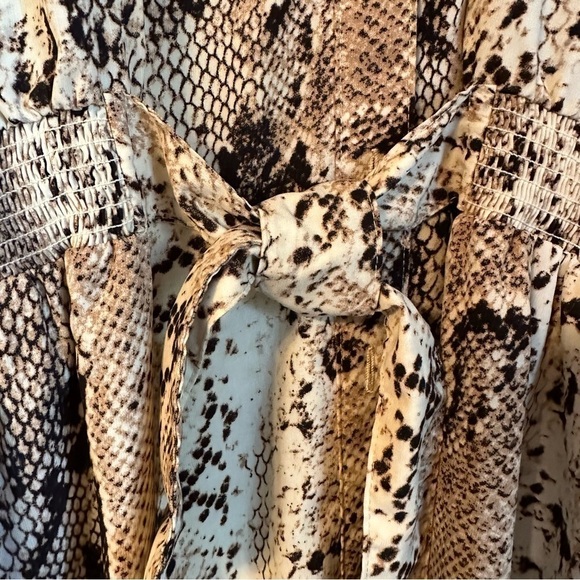 Millenium Dress Animal Print Shift Elastic Tie Waist Snakeskin  3/4 Sleeve Sz XL - Picture 7 of 11